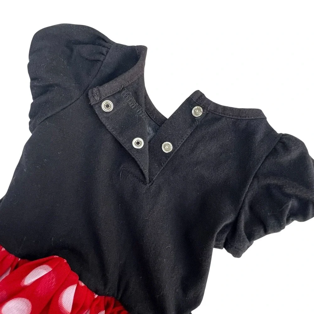 Disney Baby Dress Newborn 3 months Minnie Mouse Red Black Sequins Bow Snaps